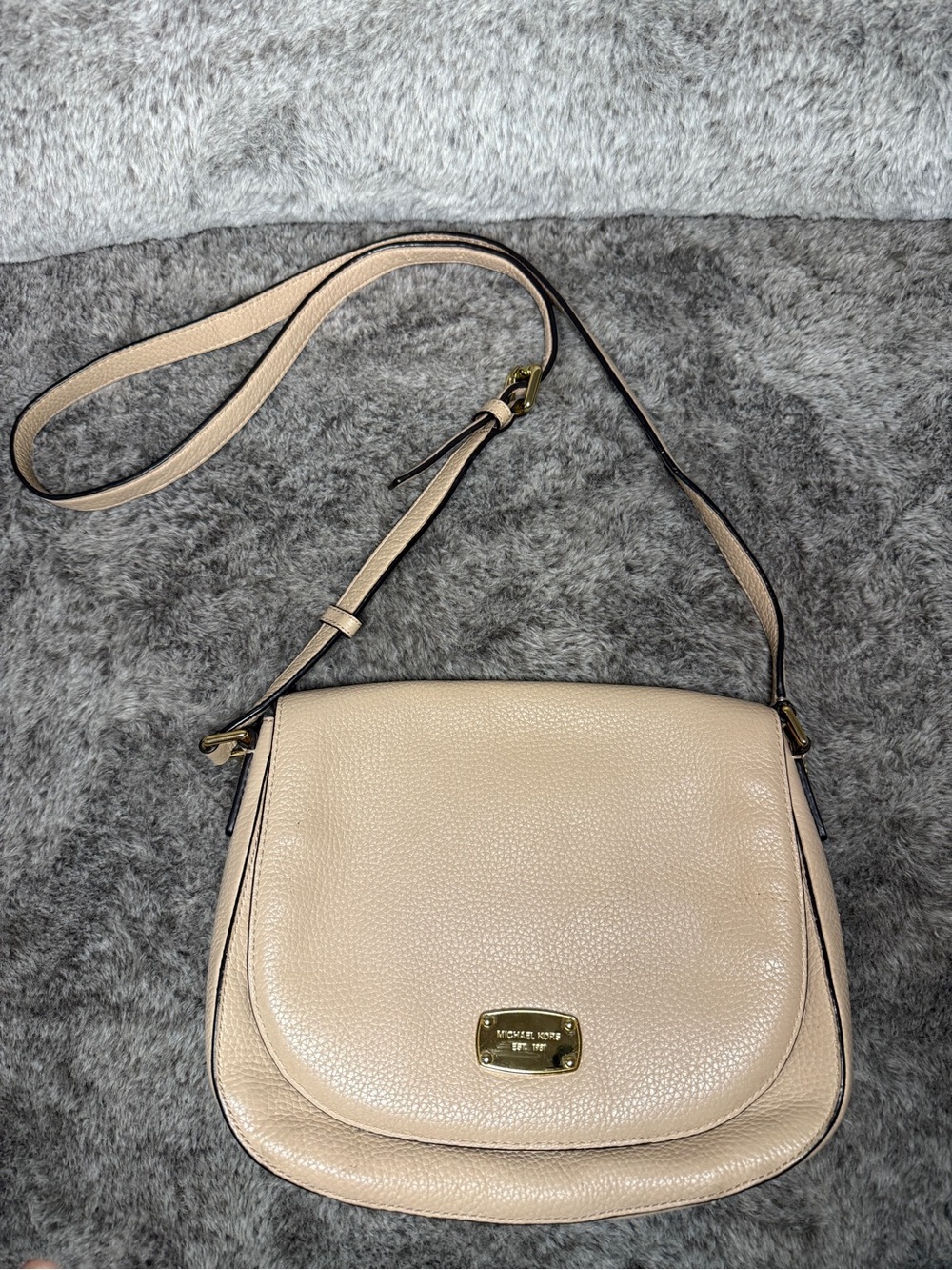 Michael Kors Beige Pebbled Leather Crossbody Bag
